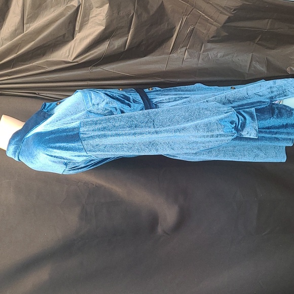 Womens Velvet Lapel Collar Single Breasted Long Sleeves Belt Shirt Dress Casual - Picture 5 of 10